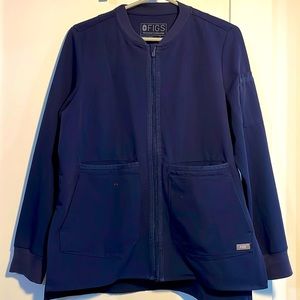 Figs Bellary Scrub Jacket Small Navy Blue
